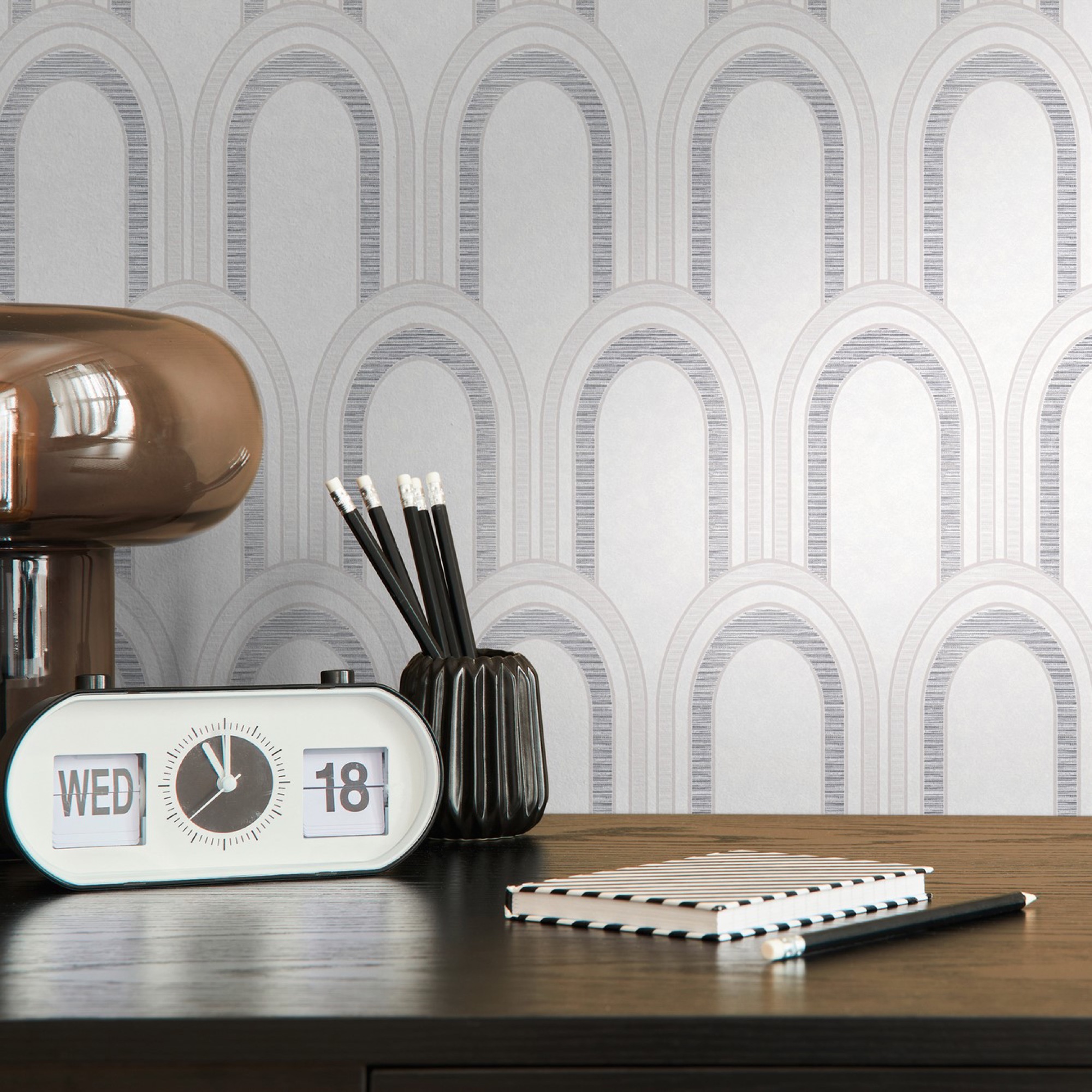 Papel de parede com arcos art déco