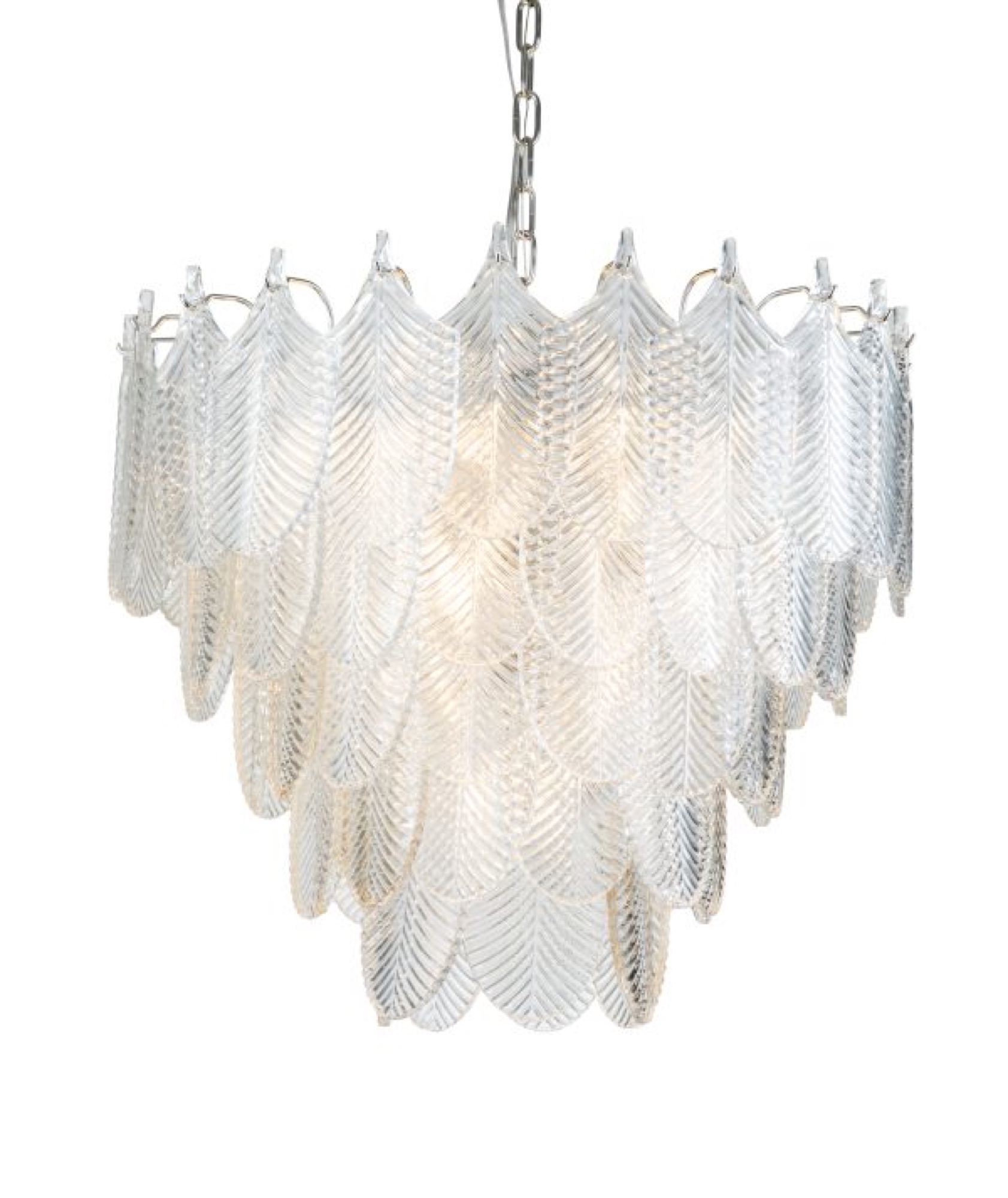 Candeeiro suspenso de vidro em folhas